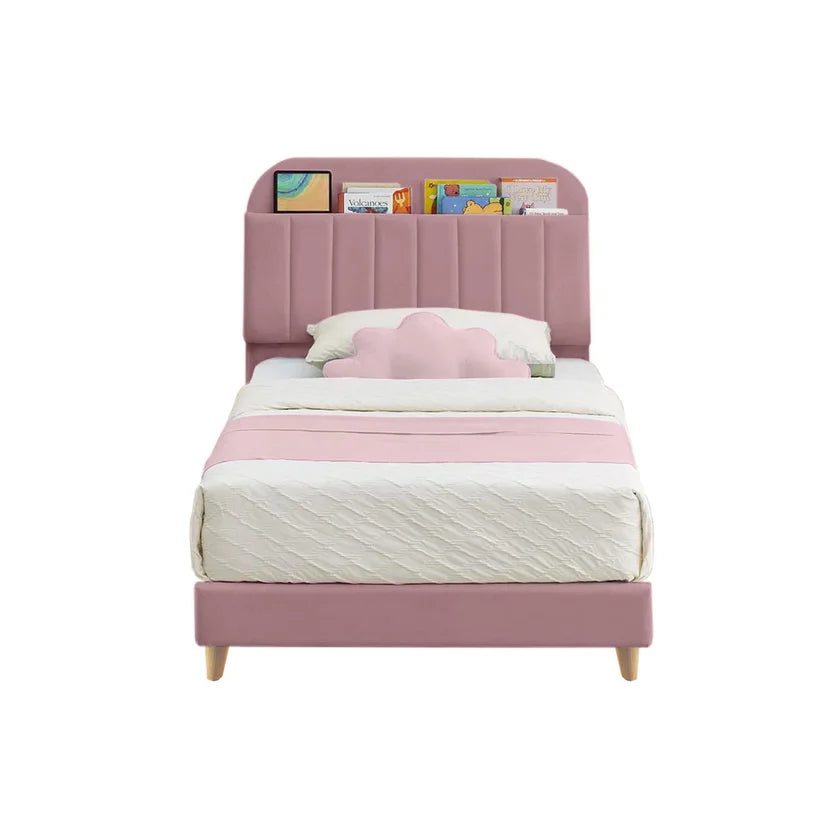 Base Cama con Espaldar + Colchon 1 Pillow Semidoble Infantil Fenix 120x190x115 Rosado