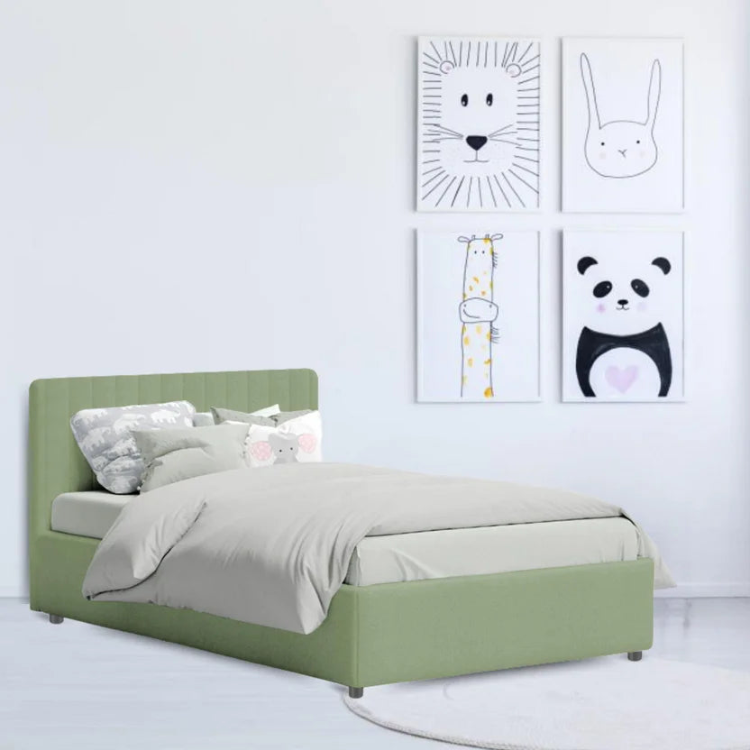 Cama Baul Infantil Semi Doble + Colchon Pillow Verde 120x190x120