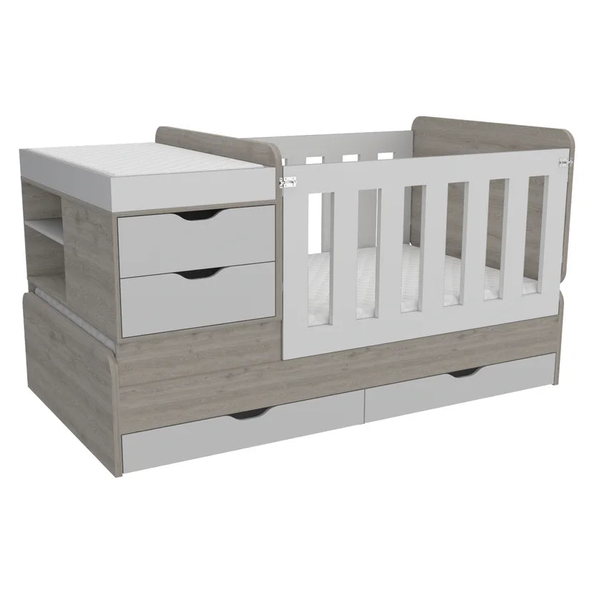 Cama Corral Rosario 196X106X99.45Cm Blanco + Ceniza