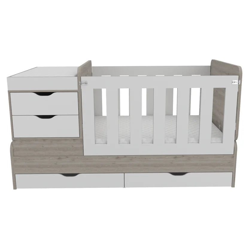 Cama Corral Rosario 196X106X99.45Cm Blanco + Ceniza