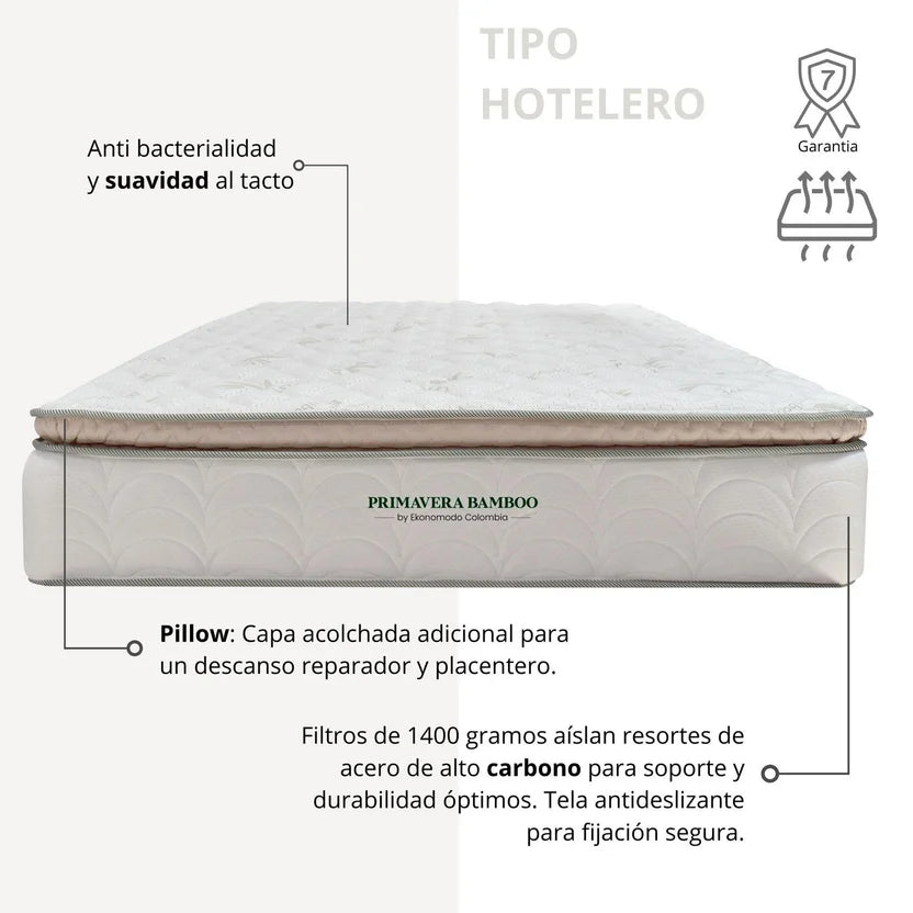 Base Cama con Espaldar + Colchon 1 Pillow Semidoble Infantil Fenix 120x190x115 Rosado
