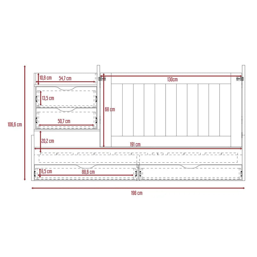 Cama Corral Rosario 196X106X99.45Cm Blanco + Ceniza