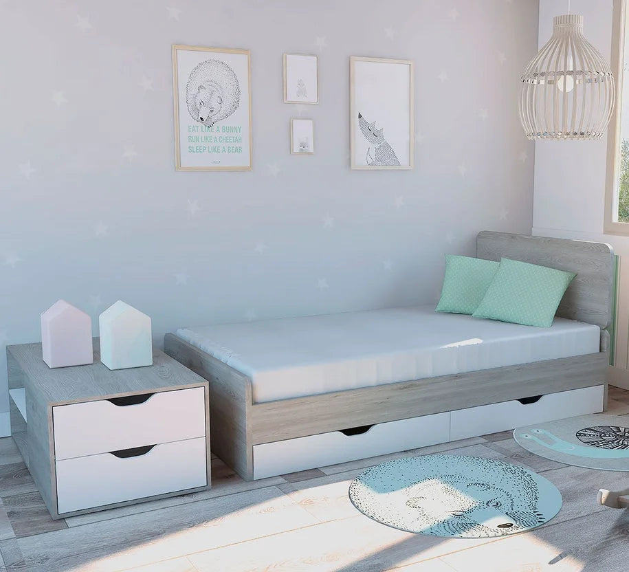 Cama Corral Rosario 196X106X99.45Cm Blanco + Ceniza