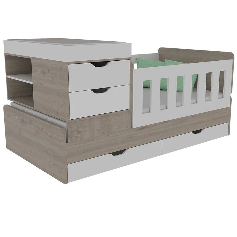 Cama Corral Rosario 196X106X99.45Cm Blanco + Ceniza